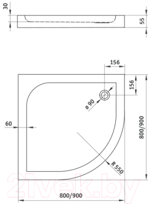 Душевой поддон Deante Cubic KTK 051B