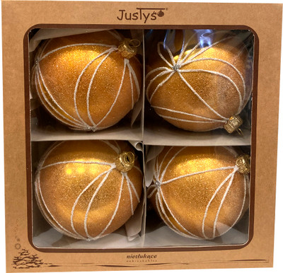 Набор шаров новогодних GreenTerra 100мм (4шт, рисунок) - 