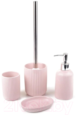 Набор аксессуаров для ванной и туалета АкваЛиния Плиссе CE1610TA/2 (розовый матовый)