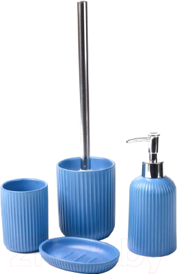 Набор аксессуаров для ванной и туалета АкваЛиния Плиссе CE1610LA/1 (синий матовый)