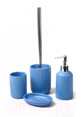 Набор аксессуаров для ванной и туалета АкваЛиния Плиссе CE1610LA/2 (синий матовый)
