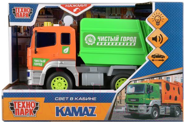 Мусоровоз игрушечный Технопарк Камаз / KAM-17PL-GAR