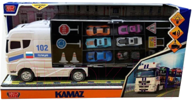 

Автовоз игрушечный Технопарк, Камаз Тягач Полиция / KAMSET-47PLPOL-WH