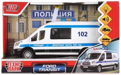 Изображение товара Автомобиль игрушечный Технопарк Ford Transit Полиция / TRANSITVAN-16PLPOL-WH