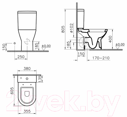 Унитаз напольный VitrA Diana / 5348B003-0075