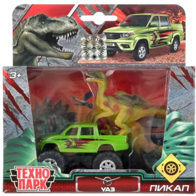 

Автомобиль игрушечный Технопарк, UAZ Пикап с динозавром / SB-17-02-BUP+DINO(WB)