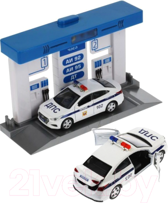Автосервис игрушечный Технопарк Автозаправочная станция с машинкой Hyundai / OILSTA-22PLPOL-BU