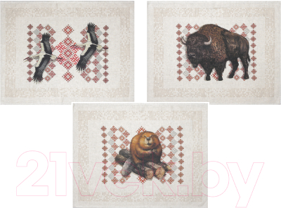 Изображение товара Набор полотенец Pole Kvetak (Беларускі лён) 47x60 21с10-шр+К/п.р./фкор (1 Радзима/сорт 1)