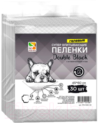 

Одноразовая пеленка для животных Four Pets, Double Black PFA102C-10UP