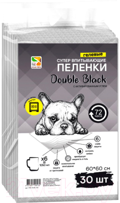Одноразовая пеленка для животных Four Pets Double Black PFA103C-30 (60x60см, 30шт)