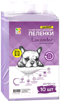 Одноразовая пеленка для животных Four Pets Lavender PFA103L-10UP (60x60см, 10шт)