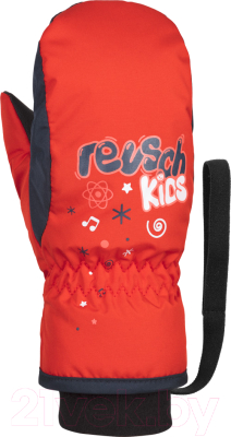 Варежки лыжные Reusch Kids Mitten Fire / 4885405-0325 (р-р 2, Red/Dress Blue/White)