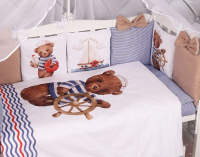 Комплект постельный для малышей Amarobaby Lux Капитан / AMARO-3018S-0K (кофейный/синий) - 