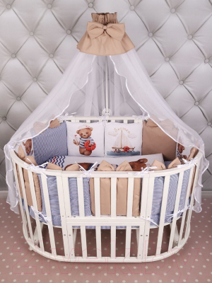 Комплект постельный для малышей Amarobaby Lux Капитан / AMARO-3018S-0K (кофейный/синий)