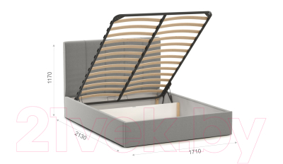 Двуспальная кровать Sofos Джессика тип A с ПМ 160x200 (Amigo Grey)