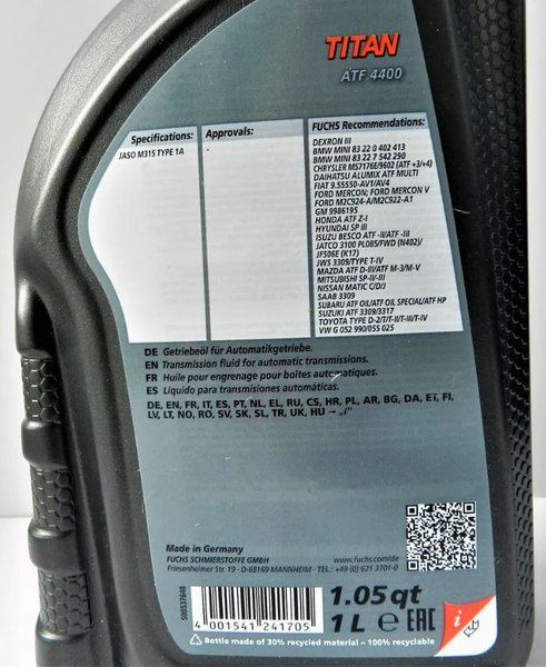 Трансмиссионное масло Fuchs Titan ATF 4400 / 601411823 (1л)