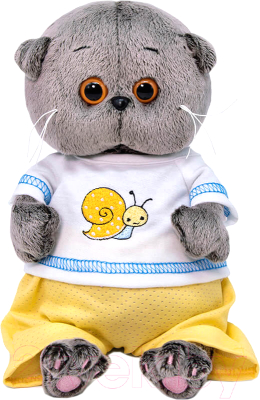 

Мягкая игрушка Budi Basa, Басик Baby в футболке с улиткой / BB-081