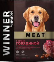 Сухой корм для собак Winner Мираторг С сочной говядиной для взр-х собак ср. и кр. пород / 1010017166 (1.1кг) - 