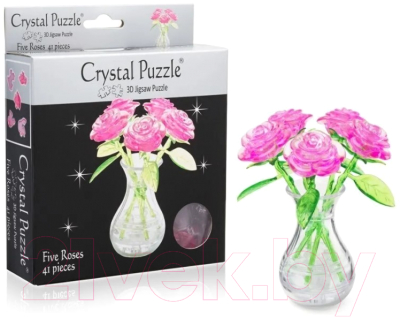 3D-пазл Crystal Puzzle Букет в вазе / 90452 (розовый )