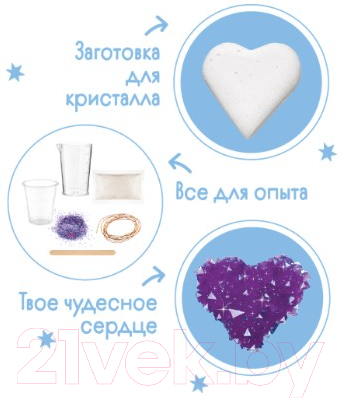 Набор для выращивания кристаллов Bumbaram Фигурный кристалл. Сердце / A124 (фиолетовый)
