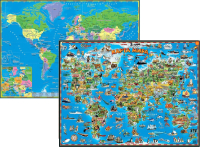 Настенная карта АГТ Геоцентр Иллюстрированная Мира для детей / GT2777 (двухсторонняя) - 