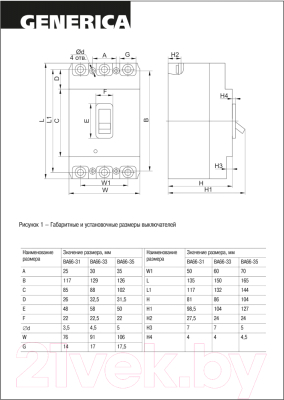 Выключатель автоматический Generica ВА 66-35 3Р 250А 25кА / SAV30-3-0250-G