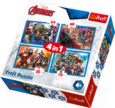 

Набор пазлов Trefl, Бесстрашные Мстители 4 в 1 / 34310