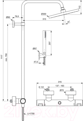 Душевая система со смесителем Ideal Standard Ceratherm BC748XG