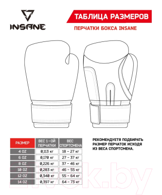 Боксерские перчатки Insane Ares / IN22-BG300 (12oz, черный)