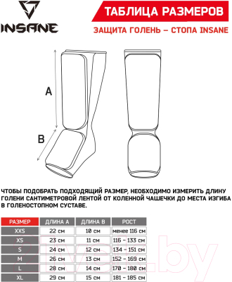 Защита голень-стопа для единоборств Insane Cuprum / IN22-SG100-K (XXS, красный)