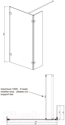 Душевая стенка Ambassador Walk-In 90x25x200 / 15031105