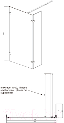 Душевая стенка Ambassador Walk-In 100x25x200 / 15031106