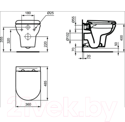 Унитаз подвесной с инсталляцией Ideal Standard Exacto X022601