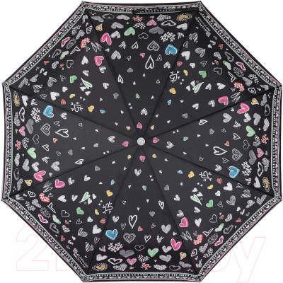 Зонт складной Moschino 7948-OCA Scribble Hearts Black