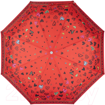Зонт складной Moschino 7948-OCC Scribble Hearts Red