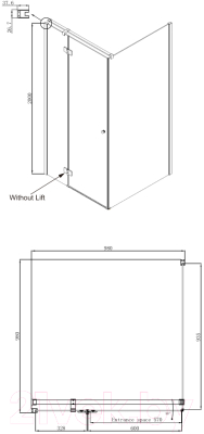 Душевой уголок Ambassador Diamond 100x100x200 / 12011103L