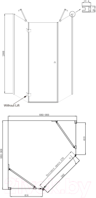 Душевой уголок Ambassador Diamond 90x90x200 / 12011111R