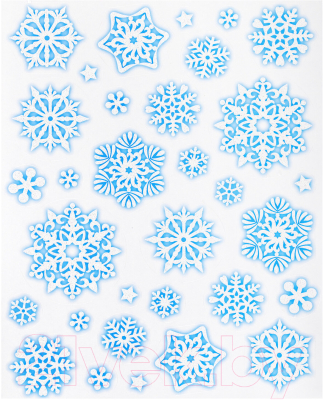 

Набор наклеек на окно Золотая сказка, Белый;голубой, Голубые снежинки 4 / 591198