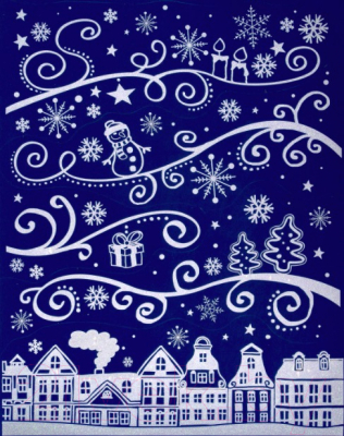 

Набор наклеек на окно Золотая сказка, Белый, Новогодняя ночь в городе / 591202