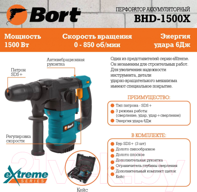 Перфоратор Bort BHD-1500X (93410341)