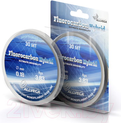 Леска флюорокарбоновая Allvega Fluorocarbon Hybrid 0.18мм 30м / LFH3018