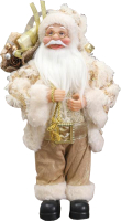Фигура под елку Зимнее волшебство Дед Мороз в бело-золотистом костюме блеск с подарками / 6949630 - 