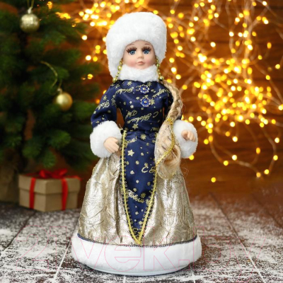 Фигура под елку Зимнее волшебство Снегурочка в рождественской синей шубке / 6939414