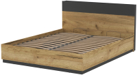 Двуспальная кровать Интерлиния Loft LT-К160 160x200 (дуб золотой/антрацит) - 