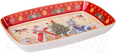 Блюдо Lefard Дед Мороз и Снегурочка / 85-1725 (красный)