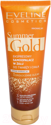 Гель-автозагар Eveline Cosmetics Summer Gold мгновенный для лица и тела для светлой кожи 3 в 1 (100мл)