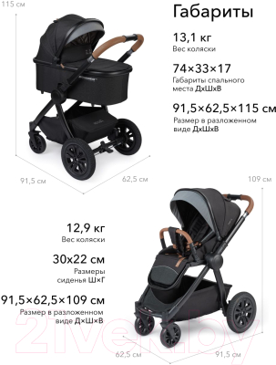 Изображение товара Детская универсальная коляска Happy Baby Mommer Pro 2 в 1 (Dark Grey)
