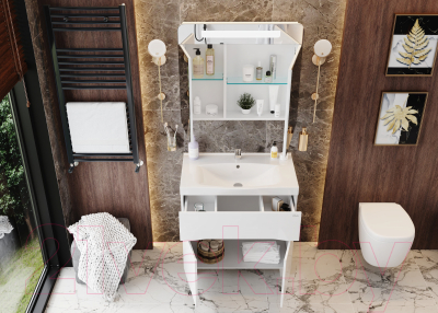 Шкаф с зеркалом для ванной Onika Неаполь 80.01 (208094)