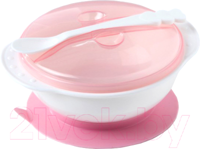 

Набор детской посуды Крошка Я, Белый;розовый, Миска с крышкой и ложка / 1886151