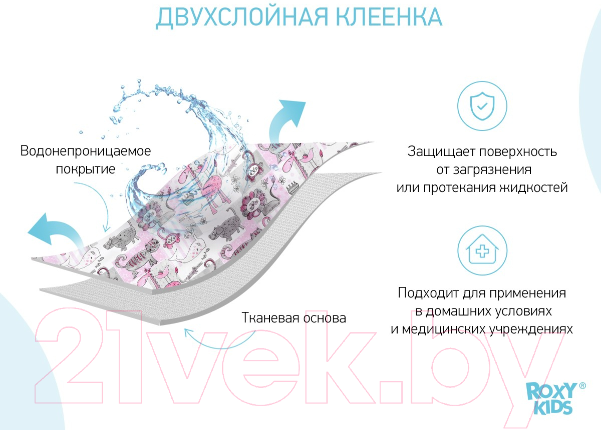 Клеенка детская ROXY-KIDS Zoo / R-0076 (серый/розовый) — фото 4